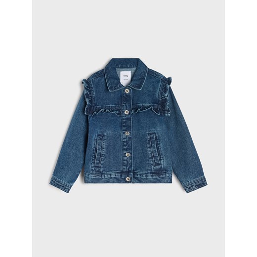 Sinsay - Kurtka jeansowa z ozdobnymi falbanami - niebieski Sinsay 110 (4-5 l) Sinsay