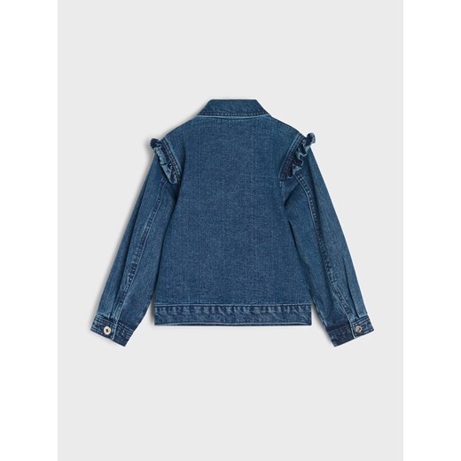 Sinsay - Kurtka jeansowa z ozdobnymi falbanami - niebieski Sinsay 128 (7-8 l) Sinsay