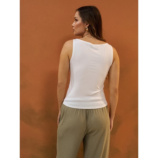 Sinsay - Gładki top - kremowy Sinsay S Sinsay
