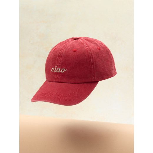 Sinsay - Czapka z daszkiem i napisem - czerwony Sinsay One Size Sinsay
