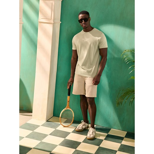 Sinsay - Koszulka z napisem - zielony Sinsay XL Sinsay