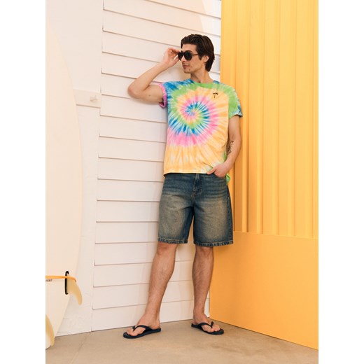 Sinsay - Koszulka tie-dye z ozdobnym napisem na plecach - wielobarwny Sinsay XXL Sinsay