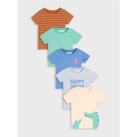 Sinsay - Koszulki o różnych wzorach i kolorach 5 pack - kremowy ze sklepu Sinsay w kategorii Bluzki dziewczęce - zdjęcie 181929378