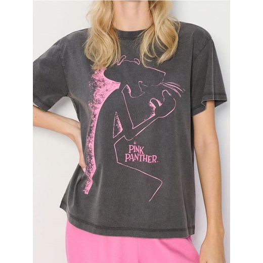 Sinsay - Koszulka oversize Pink Panther - szary ze sklepu Sinsay w kategorii Bluzki damskie - zdjęcie 181929469