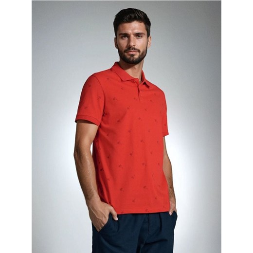 Sinsay - Koszulka polo z ozdobnym wzorem allover - czerwony ze sklepu Sinsay w kategorii T-shirty męskie - zdjęcie 181929515