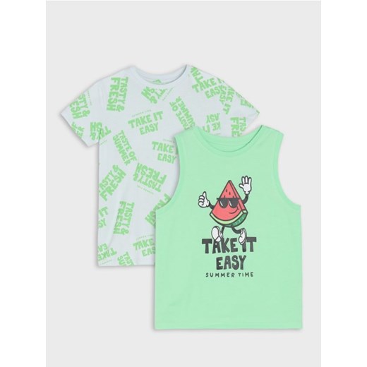 Sinsay - Koszulki 2 pack - zielony ze sklepu Sinsay w kategorii T-shirty chłopięce - zdjęcie 181929659