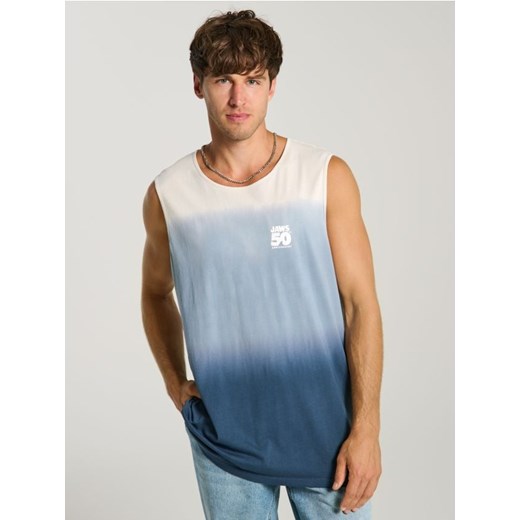 Sinsay - Tank top tie-dye z nadrukiem na plecach Jaws - granatowy ze sklepu Sinsay w kategorii T-shirty męskie - zdjęcie 181929905