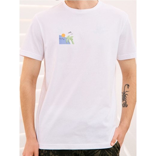 Sinsay - Koszulka z letnim drobnym motywem - biały ze sklepu Sinsay w kategorii T-shirty męskie - zdjęcie 181930078