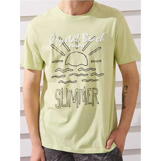 Sinsay - Koszulka z letnim motywem - zielony ze sklepu Sinsay w kategorii T-shirty męskie - zdjęcie 181930097