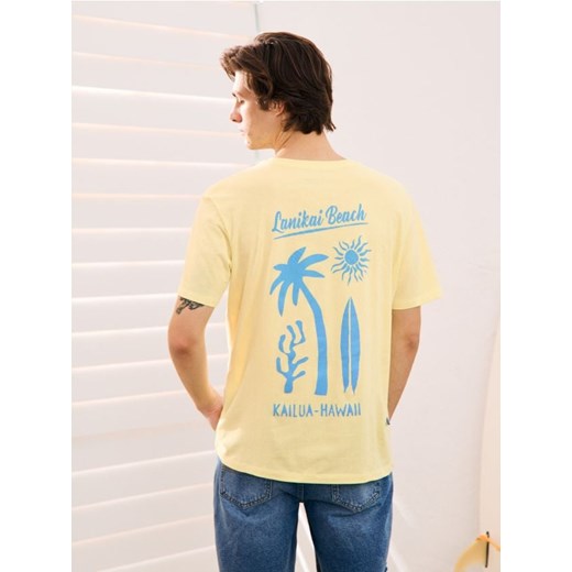 Sinsay - Koszulka z nadrukiem na plecach - żółty ze sklepu Sinsay w kategorii T-shirty męskie - zdjęcie 181930116