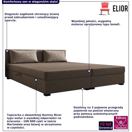 Brązowy dwuosobowy tapczan z zagłówkiem Bari Elior One Size Edinos.pl