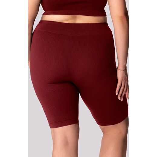 Mona kolarki damskie burgund Ribbed Plus Size, Kolor burgund, Rozmiar 2XL, Mona ze sklepu Intymna w kategorii Szorty - zdjęcie 181932066