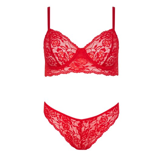 Czerwony koronkowy komplet bielizny Denelia set, Kolor czerwony, Rozmiar S/M, Passion ze sklepu Intymna w kategorii Komplety bielizny damskiej - zdjęcie 181932156