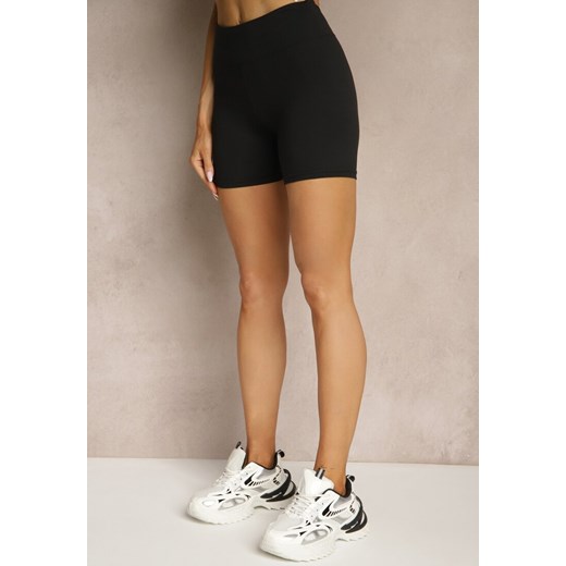 Czarne Szorty Kolarki z Gumką w Talii Efrarise Renee S promocja renee.pl