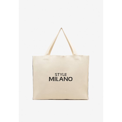 Beżowa Torebka o Modelu Shopper z Suwakiem i Napisem Salisella ze sklepu renee.pl w kategorii Torby Shopper bag - zdjęcie 181938039