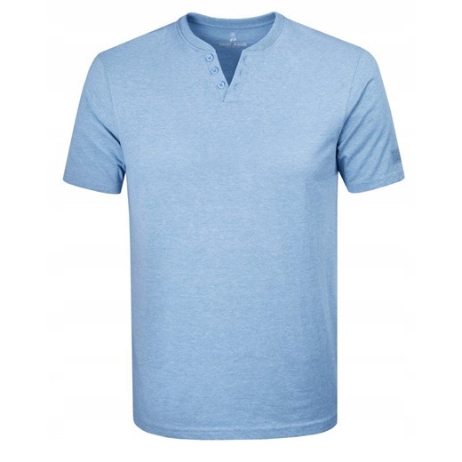 Męski T-Shirt, Dekolt z Guzikami - Pako Jeans - Niebieska TSPJNSleonNB ze sklepu JegoSzafa.pl w kategorii T-shirty męskie - zdjęcie 181940596
