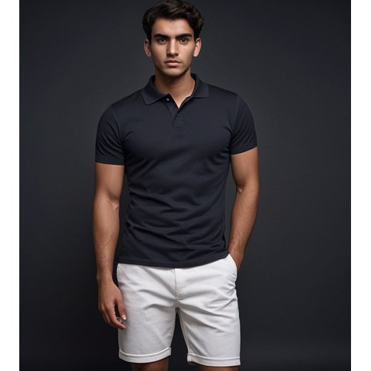 Koszulka polo męska czarna regular Recea ze sklepu Recea.pl w kategorii T-shirty męskie - zdjęcie 181940696