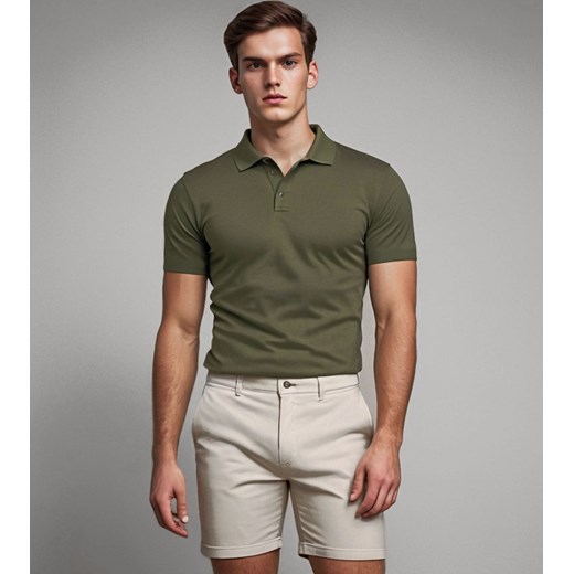Koszulka polo męska zielona regular Recea ze sklepu Recea.pl w kategorii T-shirty męskie - zdjęcie 181940709