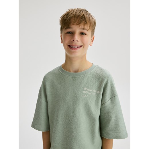 Reserved - T-shirt oversize - morski ze sklepu Reserved w kategorii T-shirty chłopięce - zdjęcie 181940835