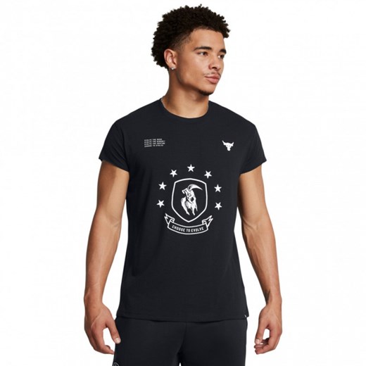 Męska koszulka treningowa Under Armour Project Rock Evolve Cap Slv T - czarna ze sklepu Sportstylestory.com w kategorii T-shirty męskie - zdjęcie 181943629