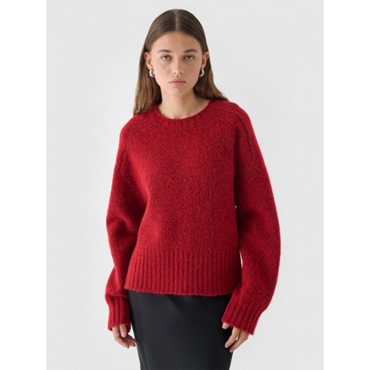Damski sweter Outhorn OTHWAW24TSWEF116 - czerwony ze sklepu Sportstylestory.com w kategorii Swetry damskie - zdjęcie 181943779