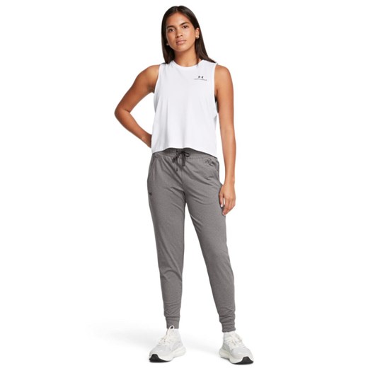 Damskie spodnie treningowe Under Armour Tech Pant - szare ze sklepu Sportstylestory.com w kategorii Spodnie damskie - zdjęcie 181944209