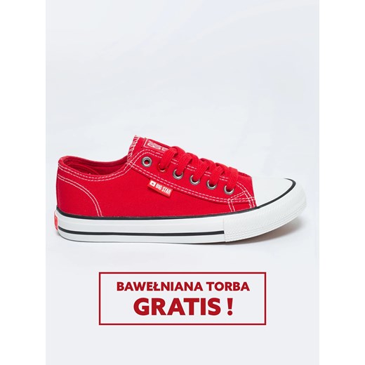 Trampki damskie niskie czerwone JJ274A530 603 ze sklepu Big Star w kategorii Trampki damskie - zdjęcie 181946297