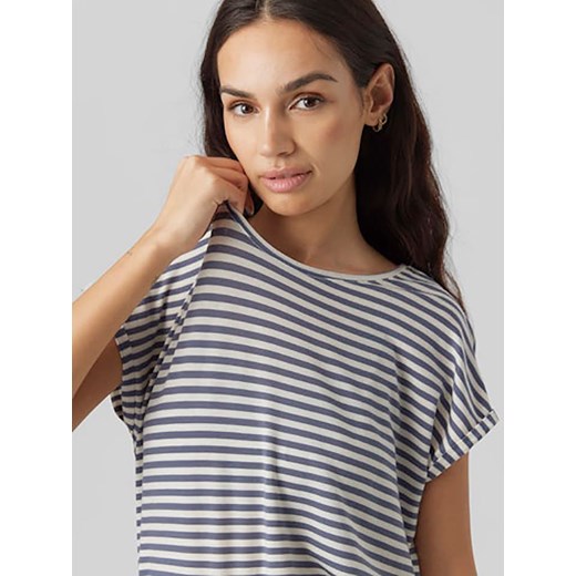 Bluzka damska Vero Moda w paski z krótkimi rękawami z elastanu casual