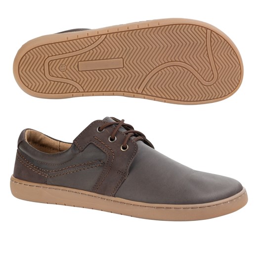 BAREFOOT Męskie buty skórzane sznurowane minimalistyczne 115KZ brązowe ze sklepu butyolivier w kategorii Buty zimowe męskie - zdjęcie 181954937
