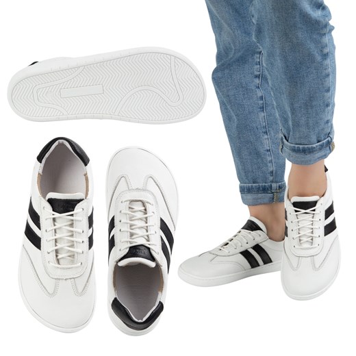 Buty skórzane damskie JOKER BLACKORWHITE białe – minimalistyczne sneakersy od Olivier ze sklepu butyolivier w kategorii Półbuty damskie - zdjęcie 181955076