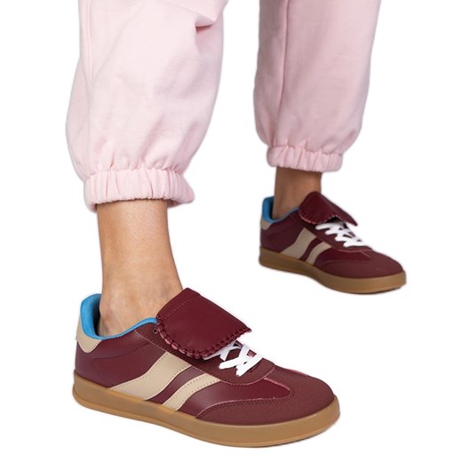 Bordowe sneakersy trampki damskie sportowe czerwone ze sklepu ButyModne.pl w kategorii Buty sportowe damskie - zdjęcie 181955238