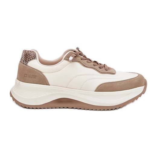 Zamszowe Sneakersy Damskie Na Platformie Big Star RR274A344 HI-POLY System Beżowe beżowy ze sklepu ButyModne.pl w kategorii Buty sportowe damskie - zdjęcie 181955357