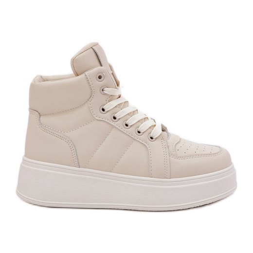 Evento Wysokie Sneakersy Damskie Na Platformie Beżowe beżowy ze sklepu ButyModne.pl w kategorii Buty sportowe damskie - zdjęcie 181955365