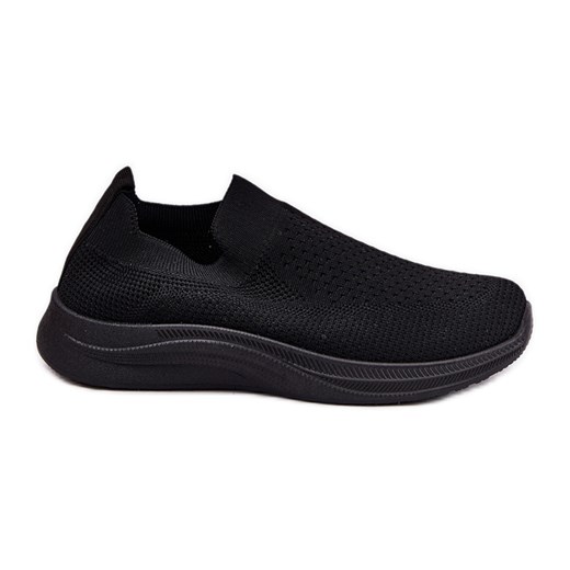 Materiałowe Wsuwane Buty Sportowe Damskie Czarne 41 ButyModne.pl