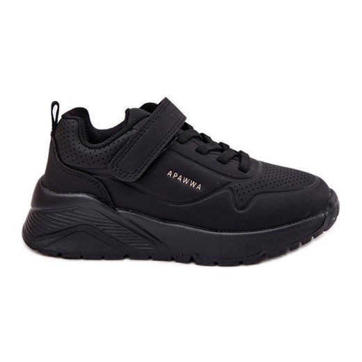 Dziecięce Lekkie Buty Sportowe Na Platformie Czarne ze sklepu ButyModne.pl w kategorii Buty sportowe dziecięce - zdjęcie 181955699