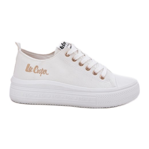 Trampki Damskie Na Platformie Lee Cooper LCW-24-44-2462L Białe ze sklepu ButyModne.pl w kategorii Trampki damskie - zdjęcie 181955719