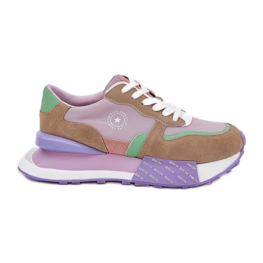 Zamszowe Sneakersy Damskie Na Platformie Big Star RR274815 HI-POLY System Różowe ze sklepu ButyModne.pl w kategorii Buty sportowe damskie - zdjęcie 181955947