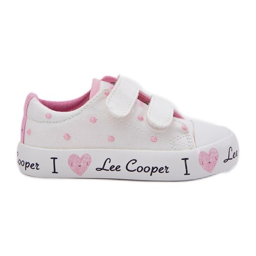 Trampki Dziewczęce Na Rzepy Lee Cooper LCW-25-02-3264K Białe ze sklepu ButyModne.pl w kategorii Trampki dziecięce - zdjęcie 181956115