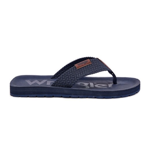Klapki Japonki Męskie WRANGLER Zane Flipflop Men Low 20251044.24H Granatowe niebieskie ze sklepu ButyModne.pl w kategorii Klapki męskie - zdjęcie 181956118