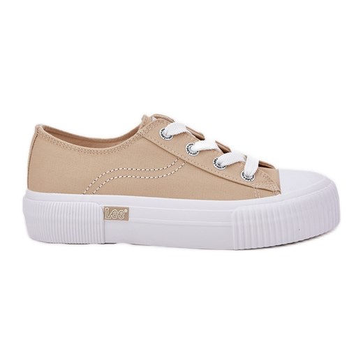 Trampki Damskie Na Platformie LEE Isla C Women Low 50251001 Beżowe beżowy ze sklepu ButyModne.pl w kategorii Trampki damskie - zdjęcie 181956177