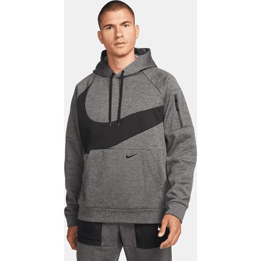 Męska bluza z kapturem do fitnessu Nike Therma-FIT - Szary ze sklepu Nike poland w kategorii Bluzy męskie - zdjęcie 181960386
