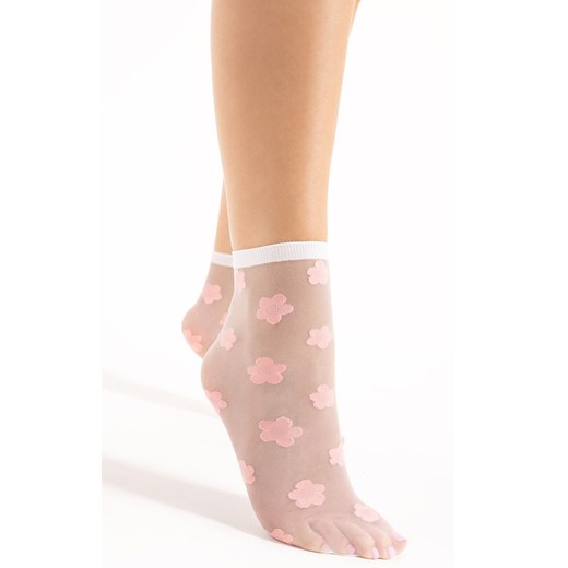 Jodie G1159 cienkie skarpetki w kwiatki 20 den, Kolor biało-różowy, Rozmiar uniwersalny, Fiore ze sklepu Primodo w kategorii Skarpetki damskie - zdjęcie 181962209