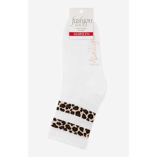 Marilyn Skarpetki damskie z panterkowym wzorem białe Panther Stripe, Kolor biały, Rozmiar 36-40, Marilyn ze sklepu Primodo w kategorii Skarpetki damskie - zdjęcie 181962278