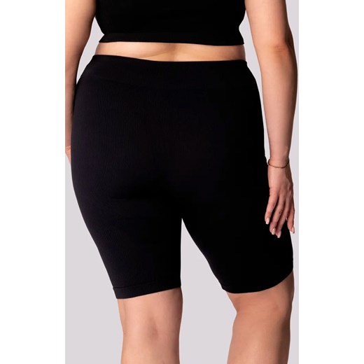 Mona kolarki damskie czarne Ribbed Plus Size, Kolor czarny, Rozmiar 2XL, Mona ze sklepu Primodo w kategorii Szorty - zdjęcie 181962338