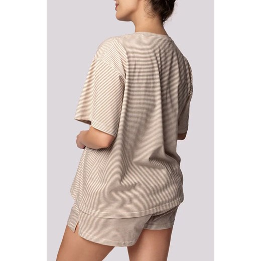 Mona bawełniana piżama damska ecru plus size Stripe Short Sleeve, Kolor ecru, Rozmiar 2XL, Mona ze sklepu Primodo w kategorii Piżamy damskie - zdjęcie 181962386