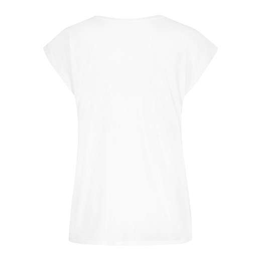 Bluzka damska SUBLEVEL biała z krótkimi rękawami z napisami z bawełny z okrągłym dekoltem 