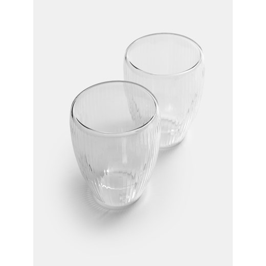 Sinsay - Ryflowane szklanki z podwójnym dnem 2 pack - biały Sinsay One Size Sinsay