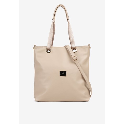 Beżowa Torebka Typu Shopperka Ozdobiona Metalicznymi Aplikacjami Gonevia ze sklepu renee.pl w kategorii Torby Shopper bag - zdjęcie 181968169