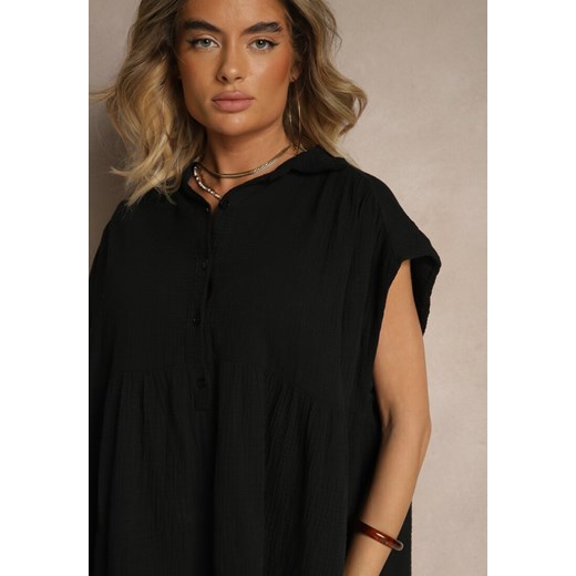 Czarna Koszula z Falbanką Novialene Renee ONE SIZE renee.pl promocyjna cena