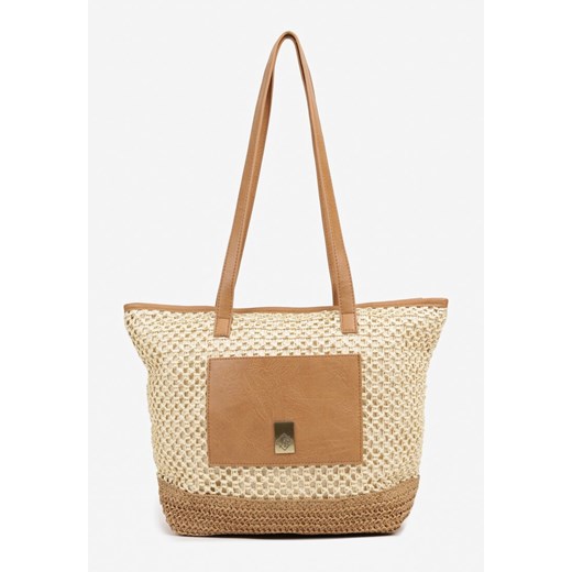 Beżowa Torebka Typu Shopper z Plecionką Felarena ze sklepu renee.pl w kategorii Torby Shopper bag - zdjęcie 181968266